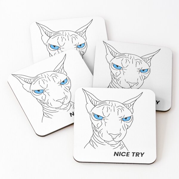 Item preview, A minimalist Sphynx cat with piercing blue eyes and a look that says it all.  designed and sold by KateQR.