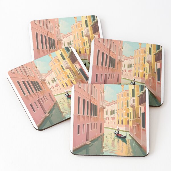 Item preview, Venice Italy Travel Poster - Colorful Canal and Gondola Art designed and sold by FaizArtShop.