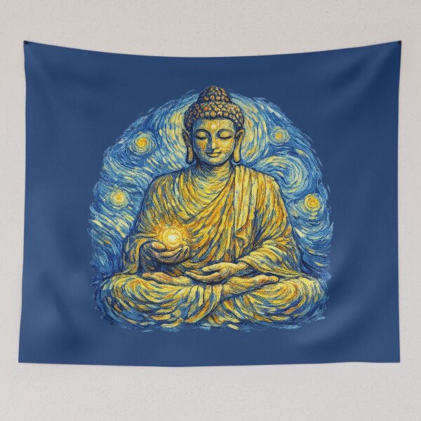 Item preview, Van Gogh Inspired Buddha Art | Spiritual Meditation Painting | Vibrant Zen Wall Art designed and sold by getpressedshirt.