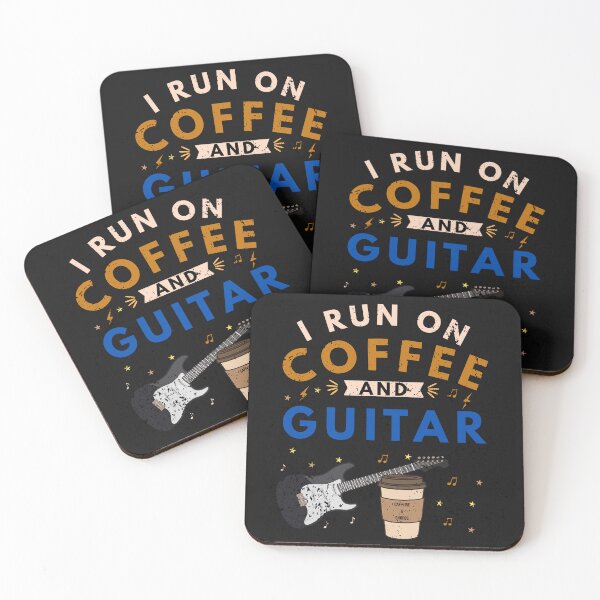 Item preview, I Run on Coffee and Guitar Funny Guitar Player Design designed and sold by Joyful-Pixel.