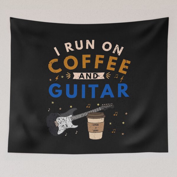Item preview, I Run on Coffee and Guitar Funny Guitar Player Design designed and sold by Joyful-Pixel.