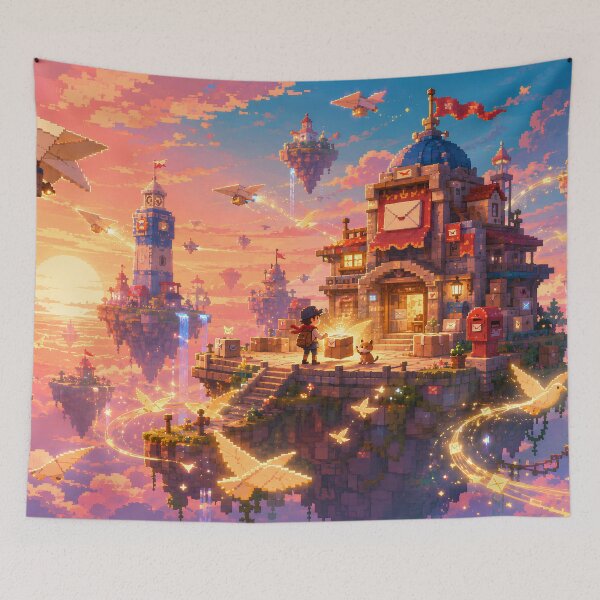 Item preview, Sky Post Office and the Golden Mailbirds designed and sold by pixelpopplanet.
