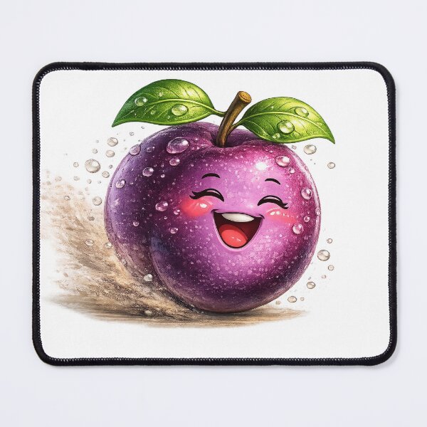 Item preview, Cute Smiling Plum with Dew Drops | Happy Purple Fruit Cartoon Character designed and sold by JMDG Studio.