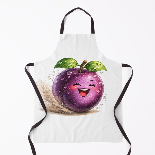 Item preview, Cute Smiling Plum with Dew Drops | Happy Purple Fruit Cartoon Character designed and sold by JMDG Studio.