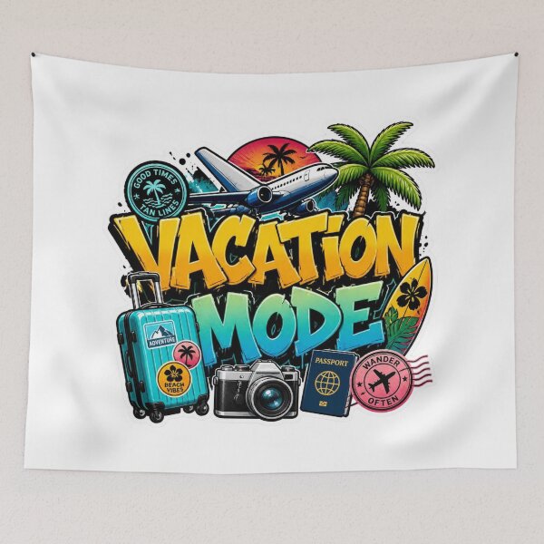 Item preview, VACATION MODE Sticker | Tropical Summer Graffiti Art | Colorful Travel Aesthetic Vinyl Decal | Beach Lover Gift designed and sold by Stylestickers55.