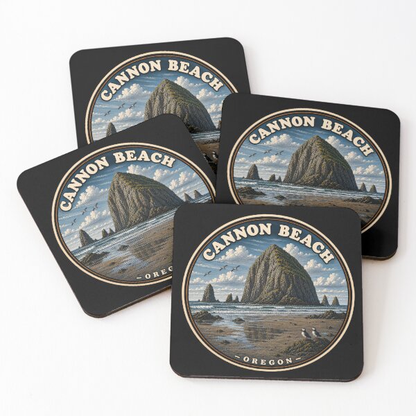 Item preview, Cannon Beach Oregon Badge / Haystack Rock Coastal Art Sticker designed and sold by Swanny's Custom T-shirt and Gift Designs.