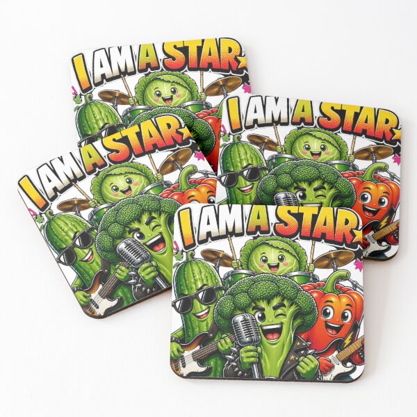 Item preview, I Am A Star - Cute Veggie Rock Band T-Shirt Design designed and sold by StakkaFu.