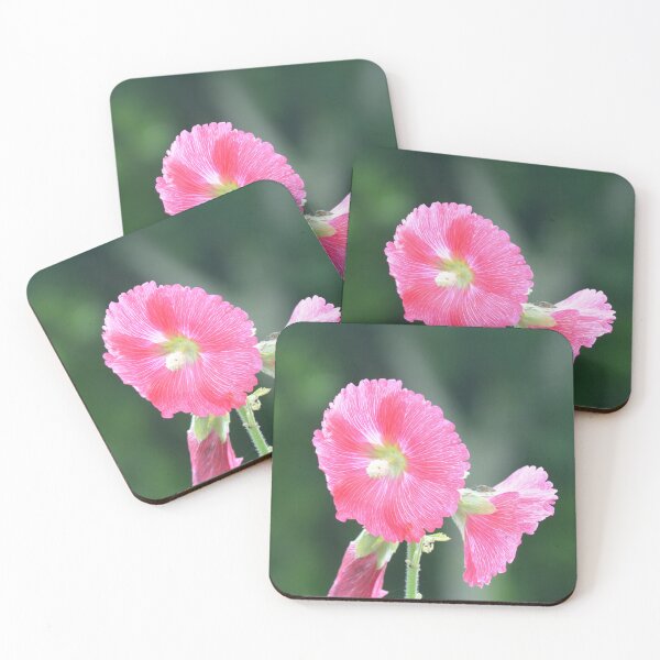 Item preview, Vibrant Pink Hollyhock Flowers in Summer Sunlight designed and sold by MiraNadaPrints.