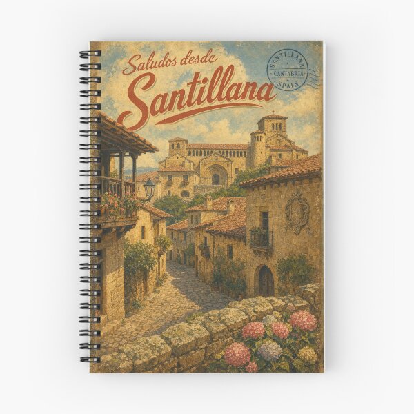 Item preview, Santillana Spain Travel Souvenir - Retro Illustration designed and sold by VisualArtsOasis.
