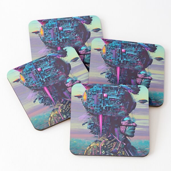 Item preview, Neon Mindscape – Futuristic Cyberpunk Portrait Art designed and sold by Benito Del Ray.