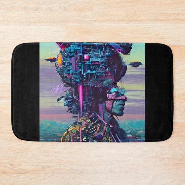 Item preview, Neon Mindscape – Futuristic Cyberpunk Portrait Art designed and sold by Benito Del Ray.