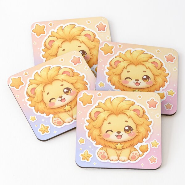 Item preview, Cute Baby Lion Kawaii Sticker | Chibi Zodiac Leo Star Design designed and sold by Cosmic Zodiac Studio.