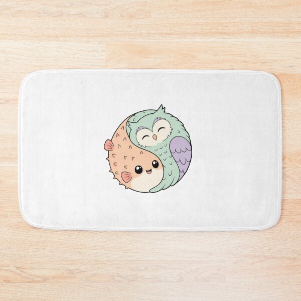 Item preview, Kawaii Owl Pufferfish Yin Yang Cheerful Animal Mashup designed and sold by chattsuede.
