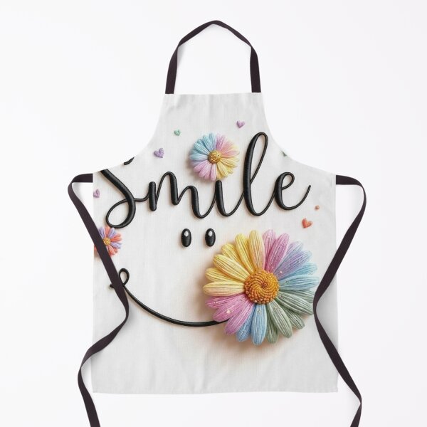 Item preview, 3D Embroidered "Smile" Wall Art with Pastel Rainbow Daisy Face designed and sold by Arts121.