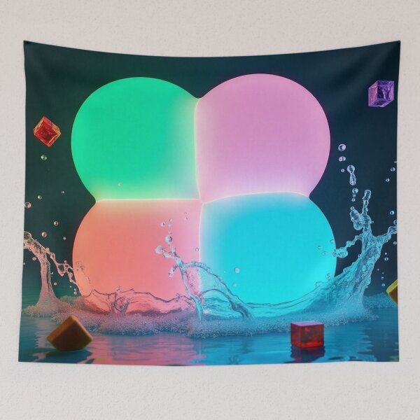 Item preview, Neon Abstract Geometric Art with Water Splash. designed and sold by fbtrisha.