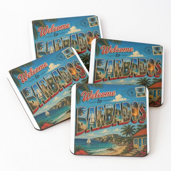 Item preview, Welcome to Barbados Vintage Travel Poster, Retro Caribbean Beach Paradise designed and sold by Right-UR.