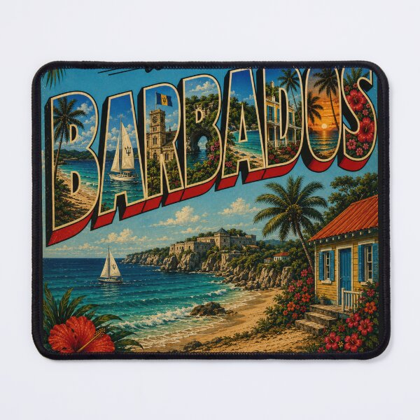 Item preview, Welcome to Barbados Vintage Travel Poster, Retro Caribbean Beach Paradise designed and sold by Right-UR.