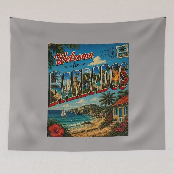 Item preview, Welcome to Barbados Vintage Travel Poster, Retro Caribbean Beach Paradise designed and sold by Right-UR.