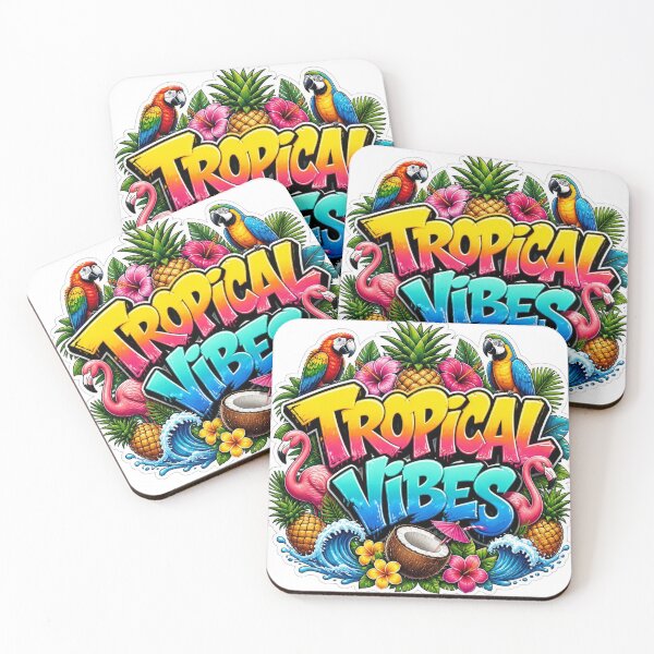 Item preview, TROPICAL VIBES Graffiti Sticker PNG | Colorful Summer Paradise Art | Beach Vacation Vinyl Decal for Laptop, Journal & Water Bottle designed and sold by Stylestickers55.