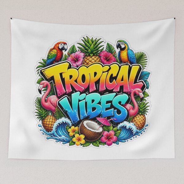 Item preview, TROPICAL VIBES Graffiti Sticker PNG | Colorful Summer Paradise Art | Beach Vacation Vinyl Decal for Laptop, Journal & Water Bottle designed and sold by Stylestickers55.