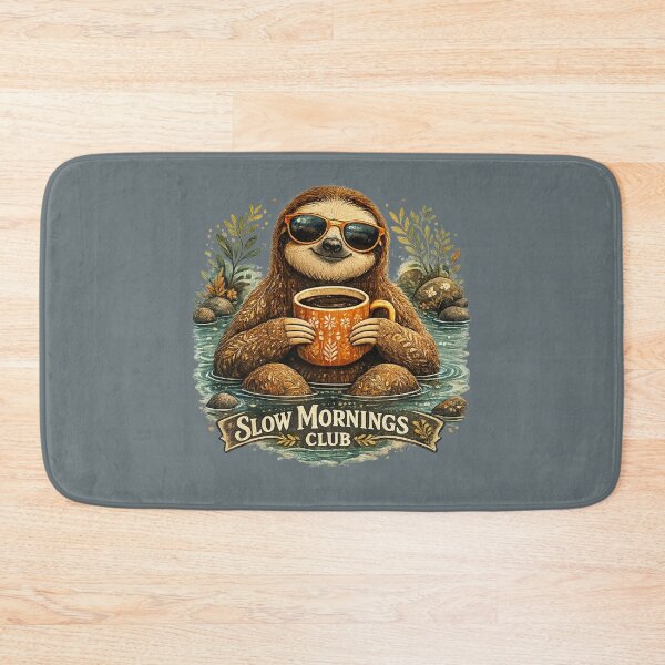 Item preview, Slow Mornings Club Sloth Coffee Lover Vintage Cute Cozy Animal Illustration designed and sold by HOUSE OF TIST.