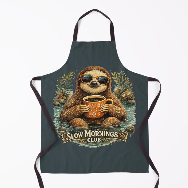 Item preview, Slow Mornings Club Sloth Coffee Lover Vintage Cute Cozy Animal Illustration designed and sold by HOUSE OF TIST.