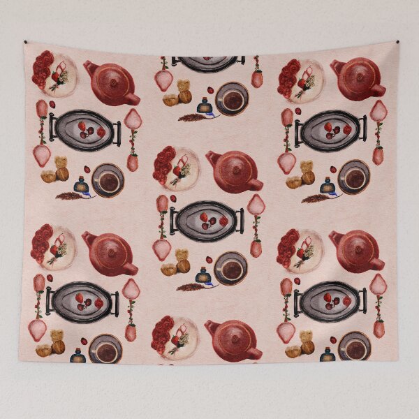 Item preview, Cozy Strawberry Tea Wall Art designed and sold by Monica Laipple.