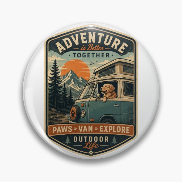 Item preview, Adventure Is Better Together Golden Retriever Camper Van Vintage Outdoor Badge | Vanlife Dog Camping Retro T-Shirt designed and sold by LuxeBuzz.