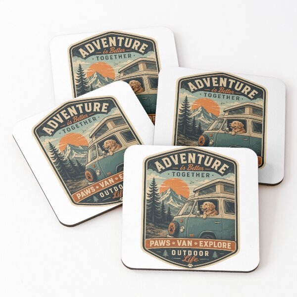 Item preview, Adventure Is Better Together Golden Retriever Camper Van Vintage Outdoor Badge | Vanlife Dog Camping Retro T-Shirt designed and sold by LuxeBuzz.