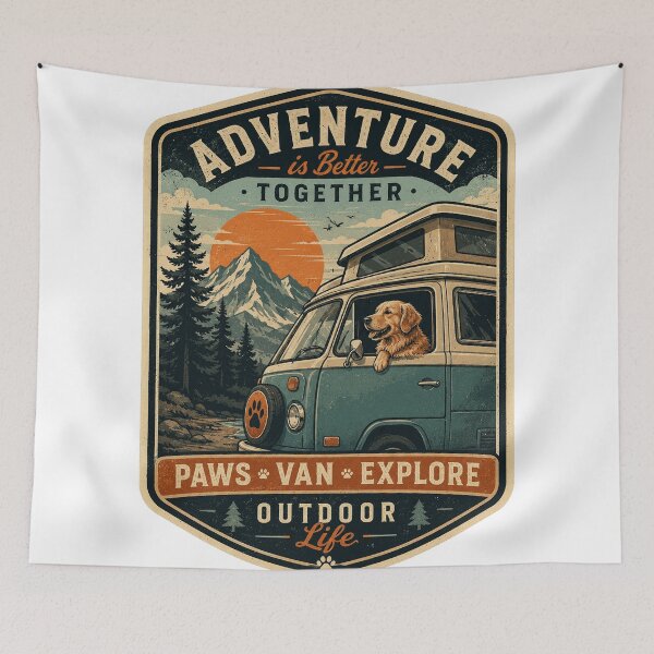 Item preview, Adventure Is Better Together Golden Retriever Camper Van Vintage Outdoor Badge | Vanlife Dog Camping Retro T-Shirt designed and sold by LuxeBuzz.