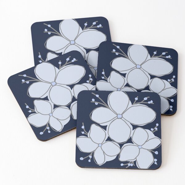 Item preview, Midnight Navy Botanical Periwinkle Floral Art designed and sold by ​Jyoti Digital Artist.