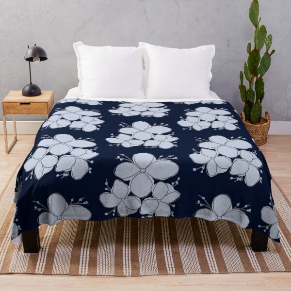 Item preview, Midnight Navy Botanical Periwinkle Floral Art designed and sold by Jyoti-Quotes.
