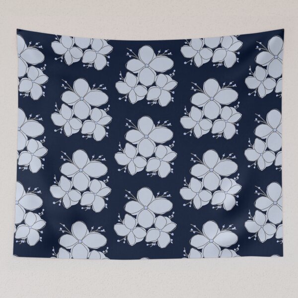Item preview, Midnight Navy Botanical Periwinkle Floral Art designed and sold by ​Jyoti Digital Artist.