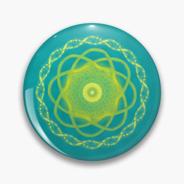 Item preview, Mandala radiante: diseño geométrico en verde azulado y amarillo. designed and sold by EsmArtUniverse.