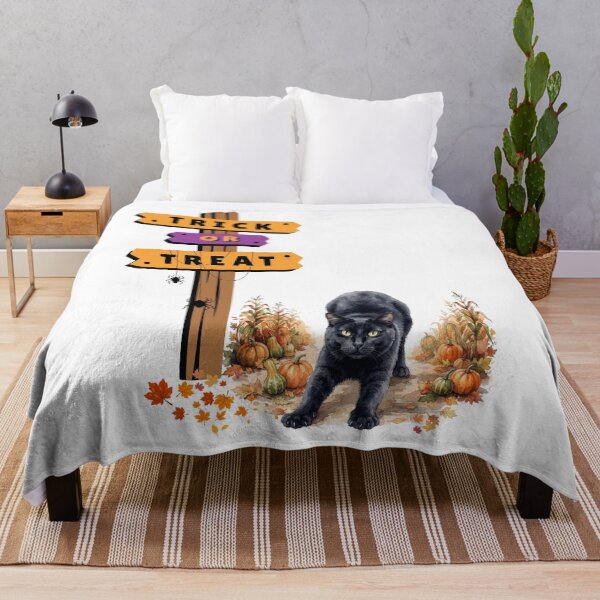 Item preview, Spooky Black Cat Trick or Treat Halloween Design designed and sold by VibranPalette.