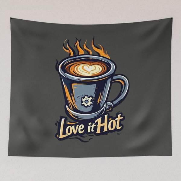 Item preview, Love It Hot Coffee Logo | Mechanical Steam Gears Flame Cup Barista Design 03 designed and sold by Shift-Bloom.