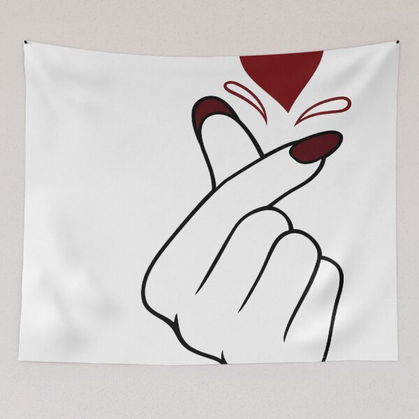 Item preview, Korean Finger Heart K-Pop Love Sign Vinyl Sticker/Decal with Red Heart and Nails designed and sold by Arts121.