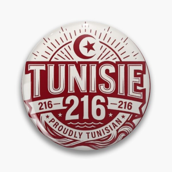 Item preview, Tunisia 216 Proudly Tunisian Vintage Tunisia Pride Retro Badge designed and sold by Salma.Store.
