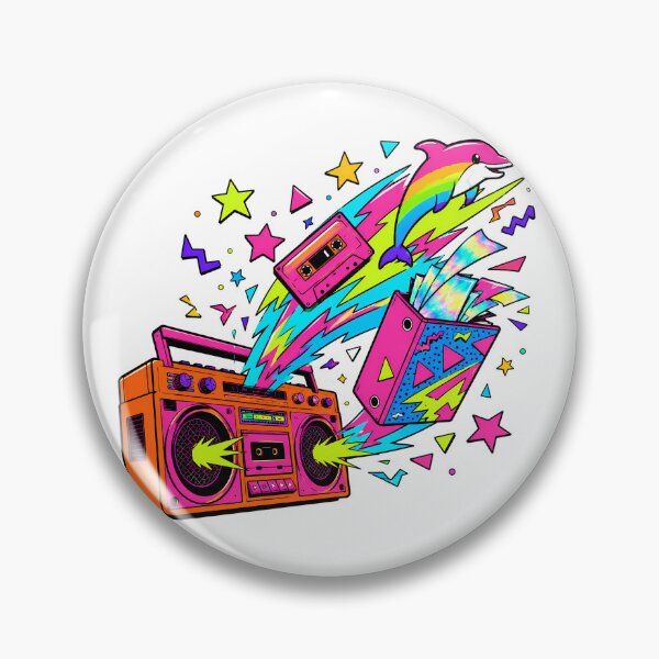 Item preview, Rainbow Dolphin 90s Nostalgia Vibrant Boombox Collage designed and sold by chattsuede.