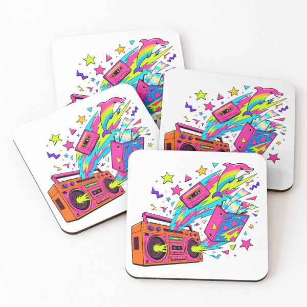 Item preview, Rainbow Dolphin 90s Nostalgia Vibrant Boombox Collage designed and sold by chattsuede.