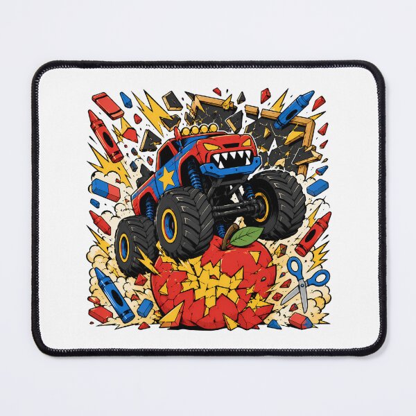 Item preview, Back To School Monster Truck Crushing Apple Comic Action designed and sold by chattsuede.