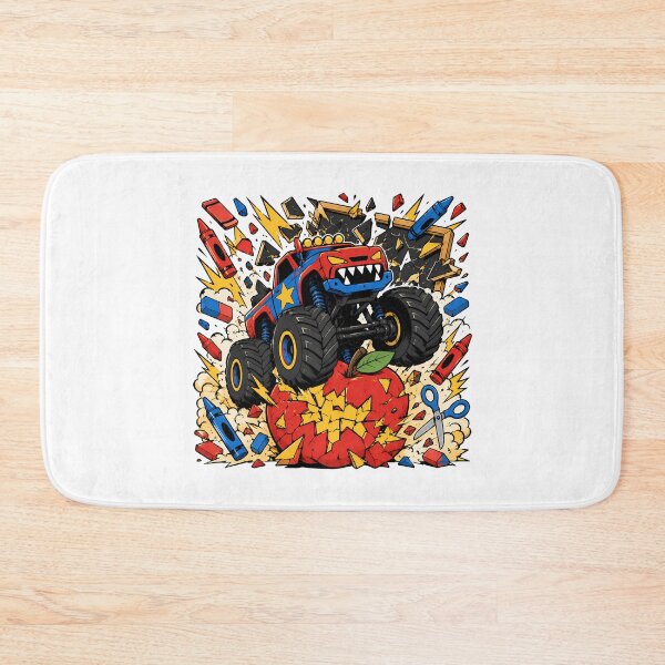 Item preview, Back To School Monster Truck Crushing Apple Comic Action designed and sold by chattsuede.