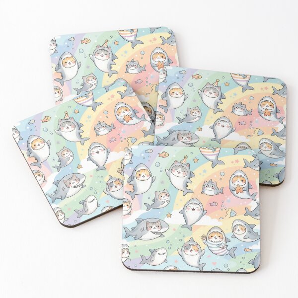 Item preview, Super Cute Kawaii Cat Sharks designed and sold by FunFitsFactory.