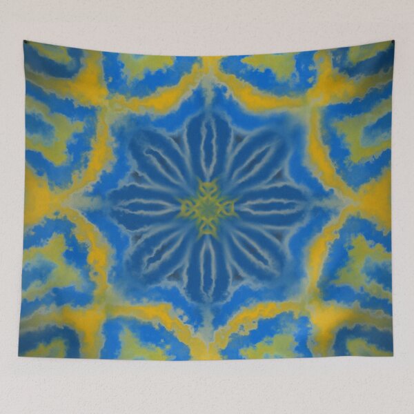 Item preview, Blue and Gold Geometric Floral Pattern designed and sold by EsmArtUniverse.