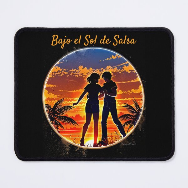 Item preview, Bajo el Sol de Salsa – Tropical Anime Dance Couple, Romantic Summer Sunset Silhouette Circle, Latin Dancers Apparel Graphic Sticker designed and sold by SmartPuns.