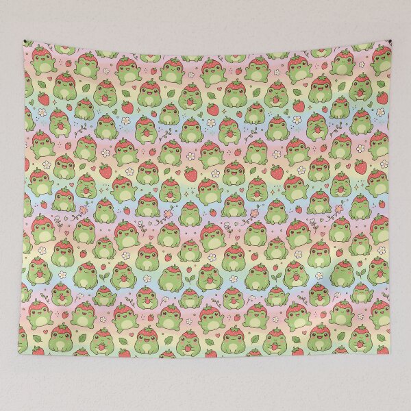 Item preview, Super Cute Kawaii Strawberry Frogs designed and sold by FunFitsFactory.