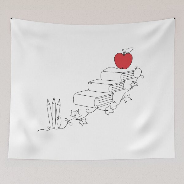 Item preview, Teacher Appreciation Minimalist Stacked Books Apple Continuous Line designed and sold by chattsuede.