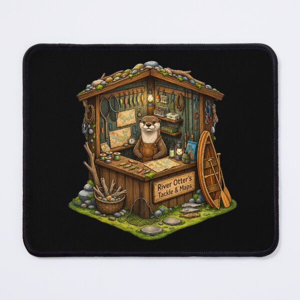 Item preview, River Otter's Tackle & Maps | Fantasy Fishing Shop | Woodland Otter | Canoe Adventure | Cozy Outdoor Market designed and sold by MrDev.