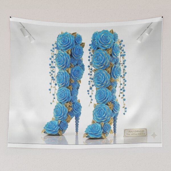 Item preview, Elegant Floral Blue Rose Luxury High Heel Boots  designed and sold by Trans4med.