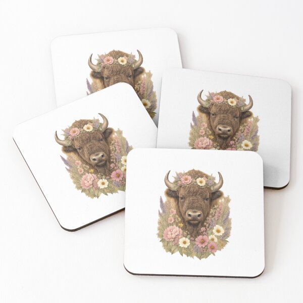 Item preview, Floral American Bison Watercolor Portrait designed and sold by NikkianaJones.
